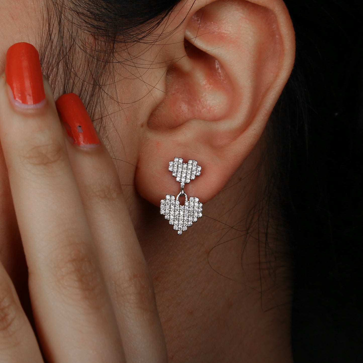 Dual Heart Zircon Tops Earing