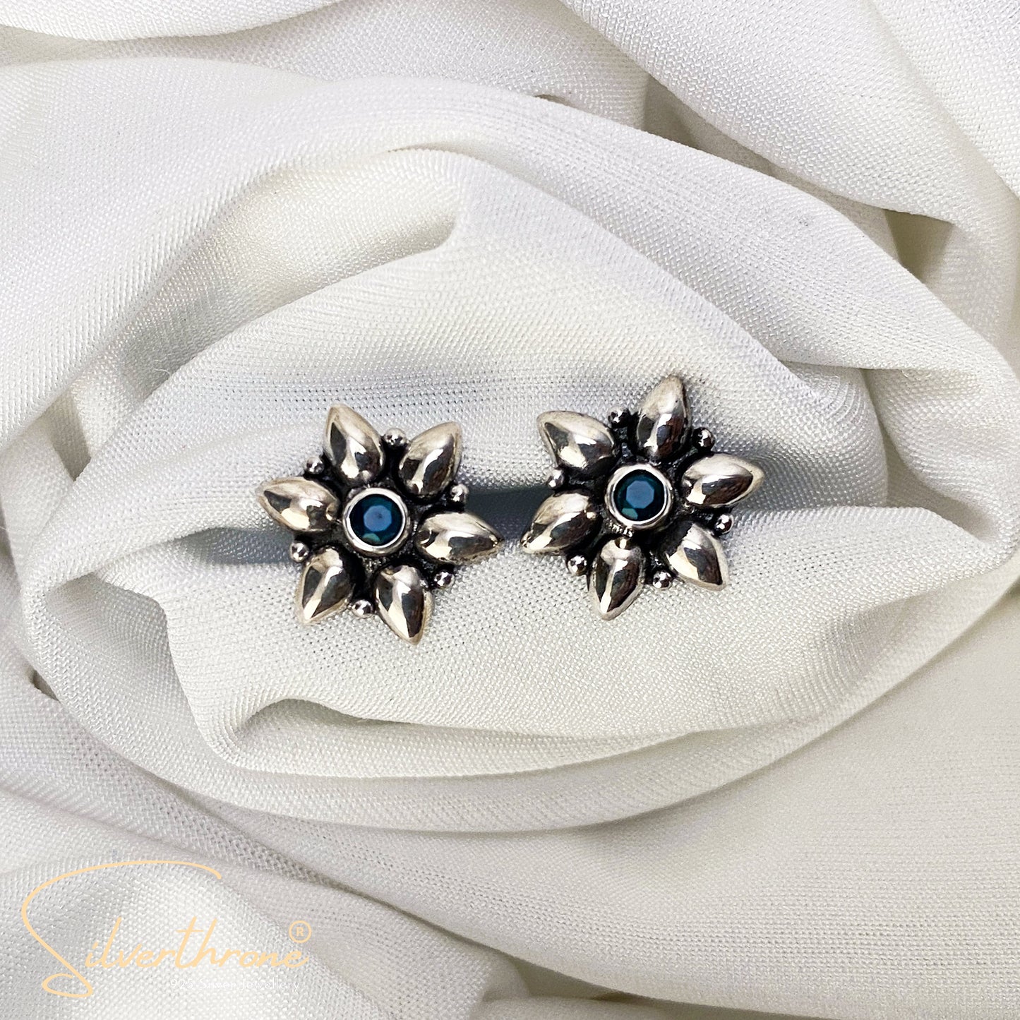 floral Blue Zircon Tops Earing