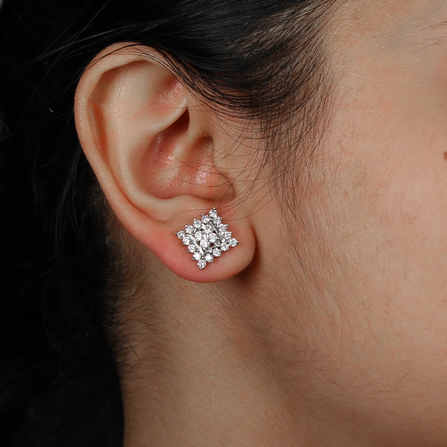 Square Shaped Zircon Tops Earing