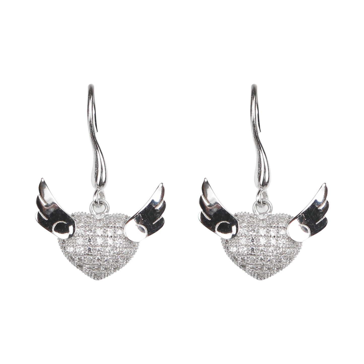 Heart Wings Zircon Earrings