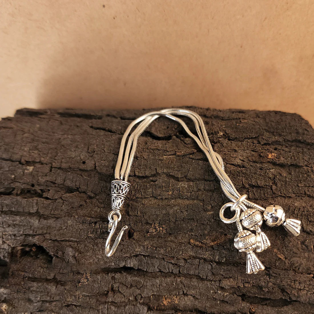 Floral Hanging Silver Bracelet