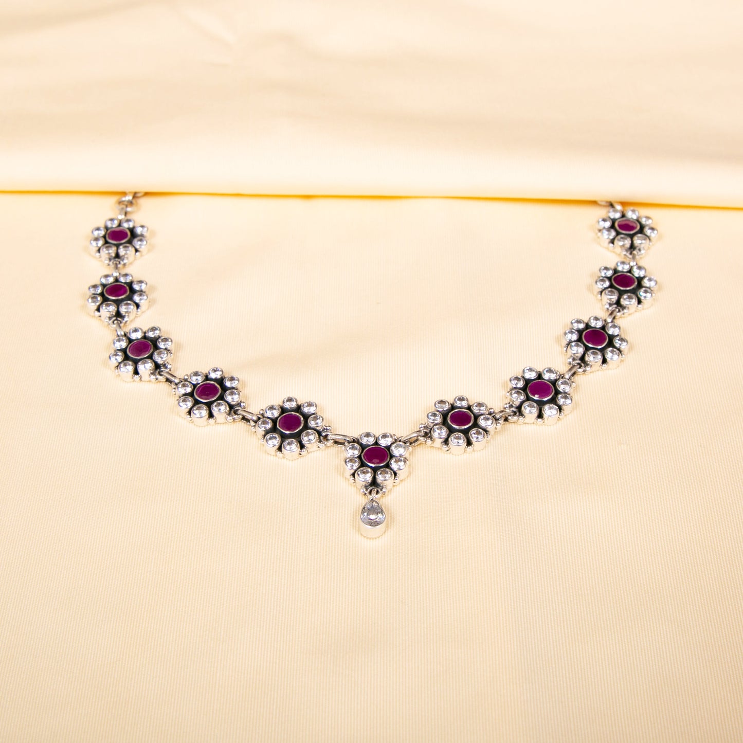 Floral Purple Zircon Necklace