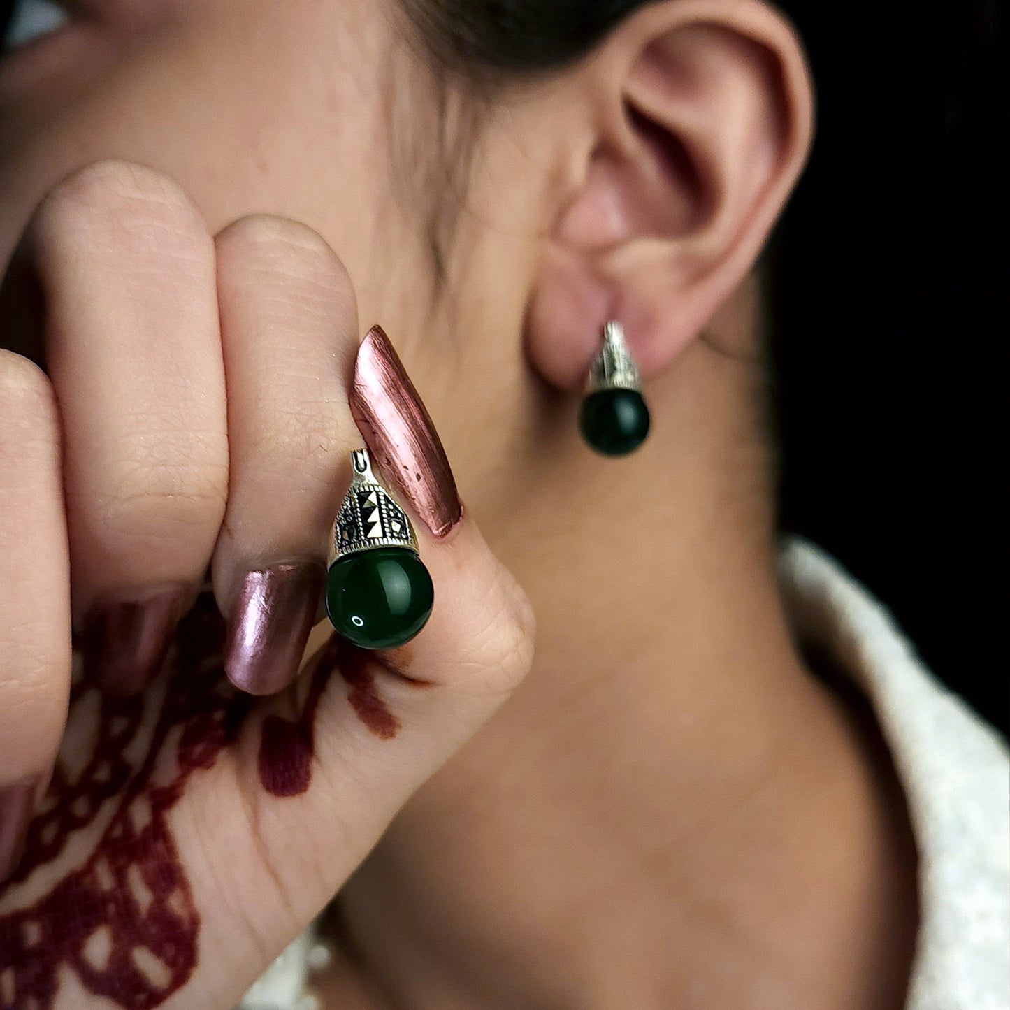 Simple Elegant Green Zircon Earring Tops
