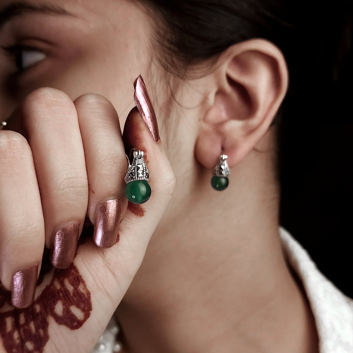 Shining Diva Fashion Green Zircon Earring Tops