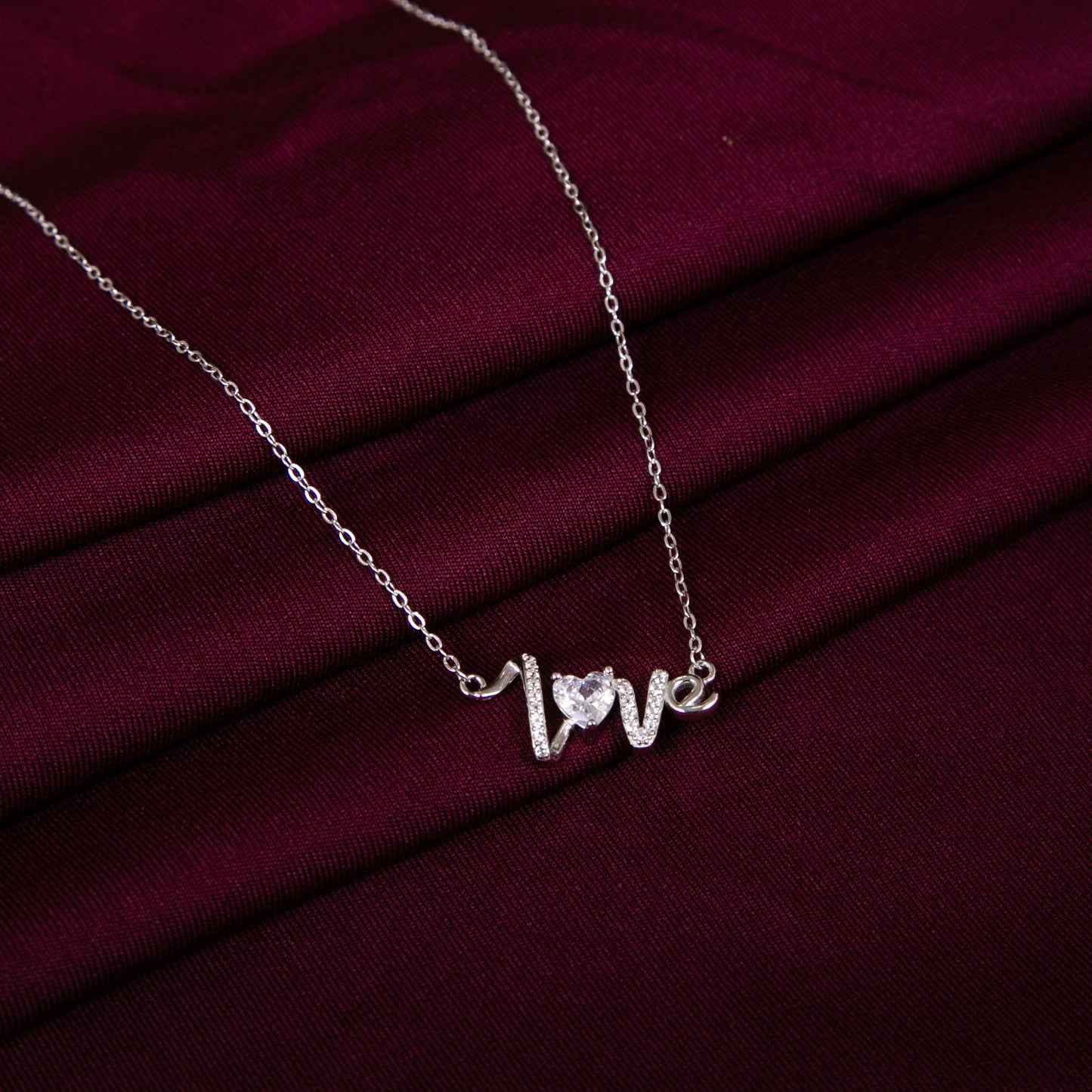 925 Silver Love cz Zirconia Adjustable Necklace Chain Style