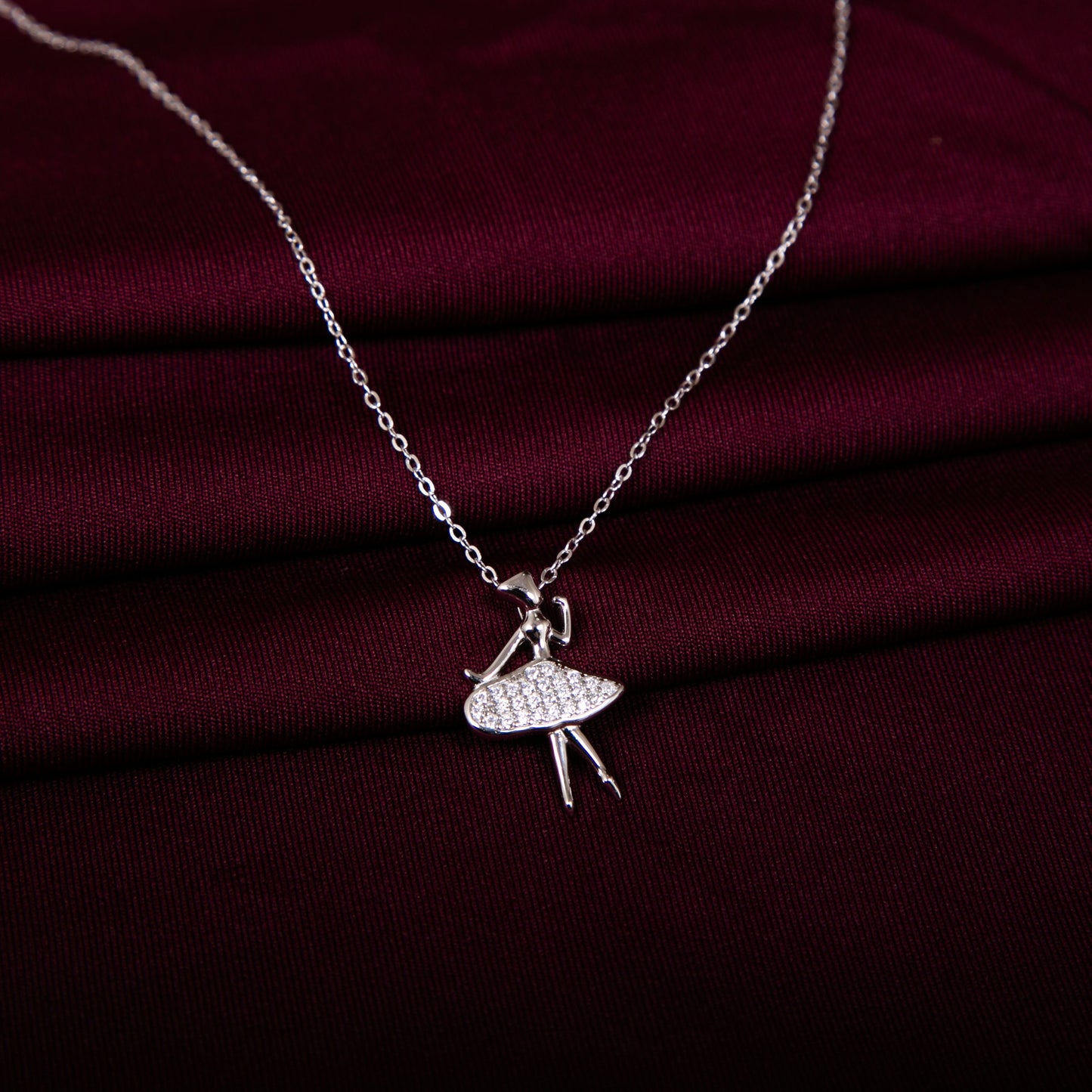 925 Silver Lady cz Zirconia Adjustable Necklace Chain Style