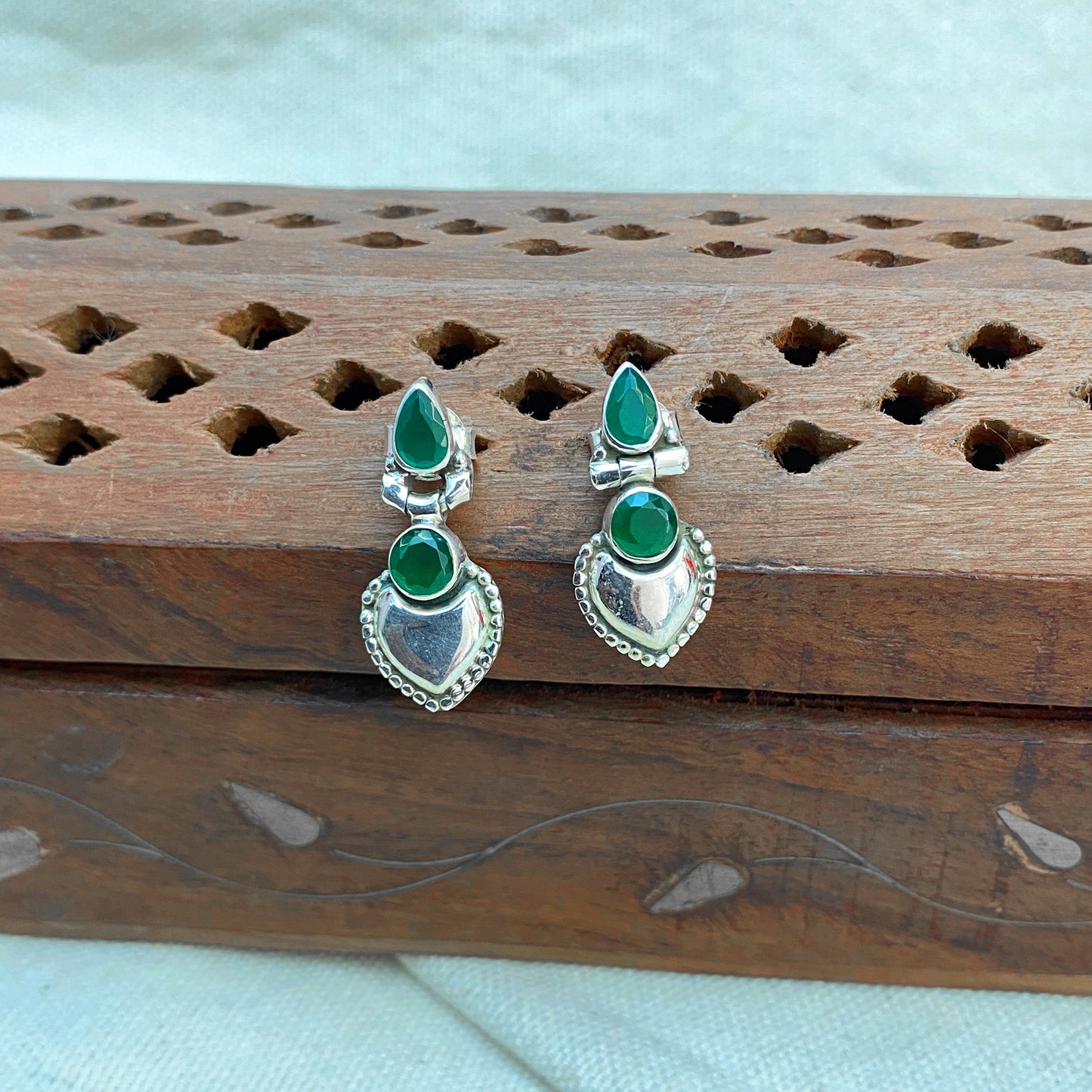 Heart Shaped Green Zircon Earings