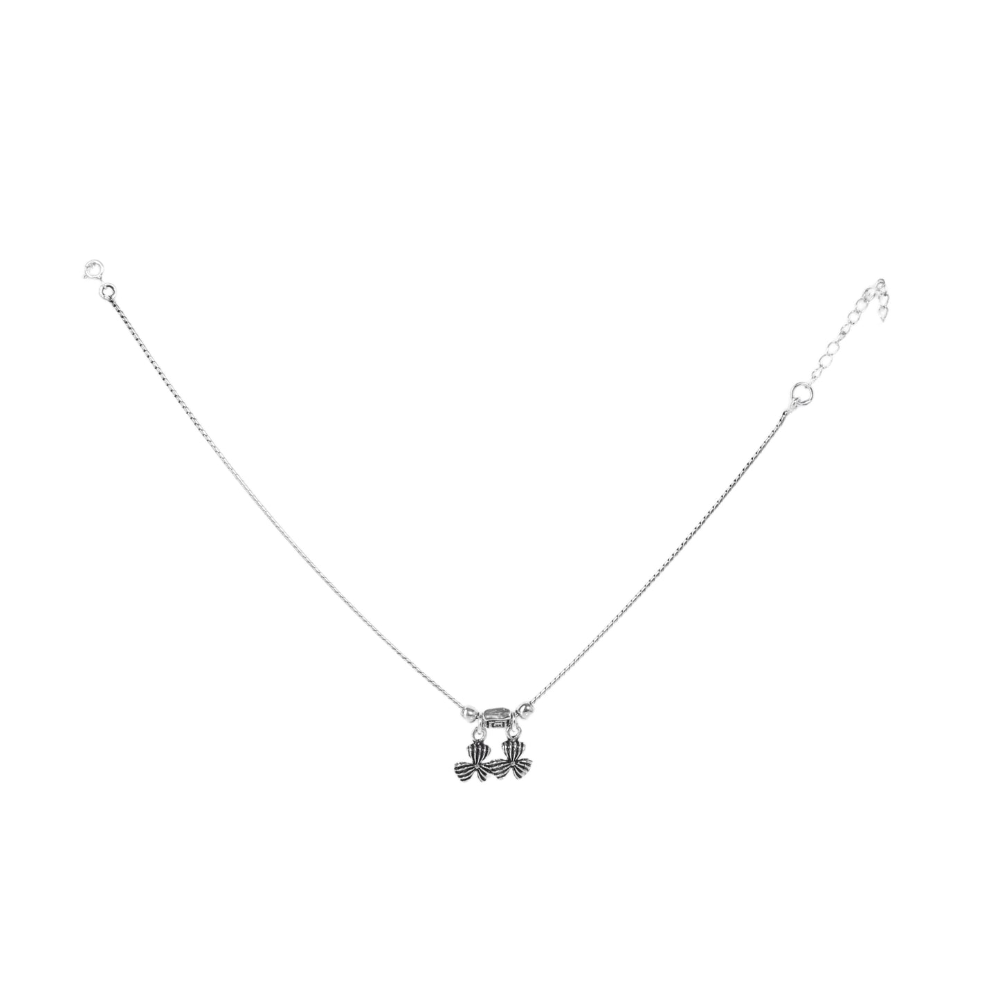 Floral Hanging Charm Design Anklet (Payal) for women in Pure 925 Sterling Silver