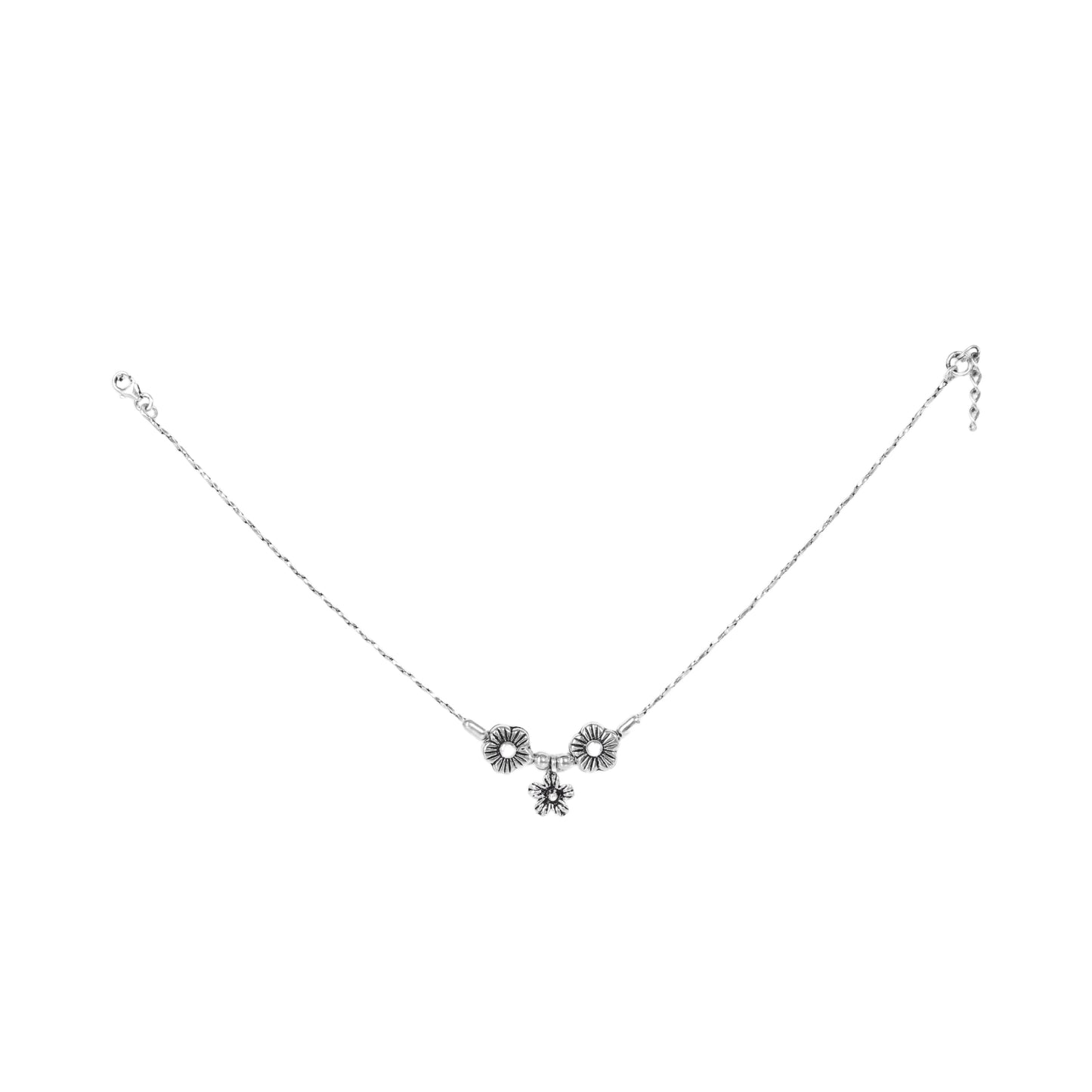 Flower Hanging Design Anklet (Payal) for women in Pure 925 Sterling Silver