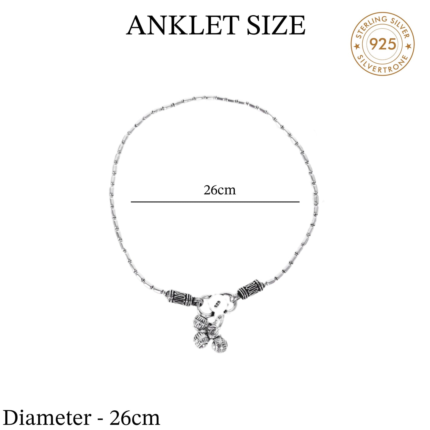 Chain Design Anklet (Payal) for women in Pure 925 Sterling Silver
