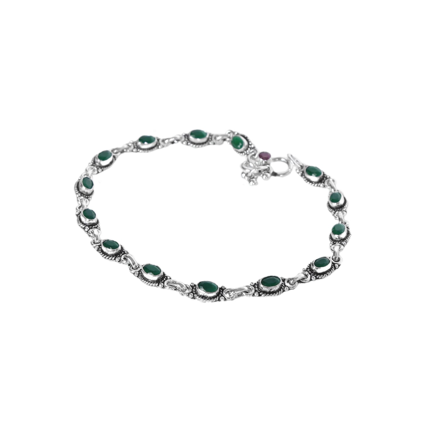 Green Cut Stone Design Anklet (Payal) for women in Pure 925 Sterling Silver