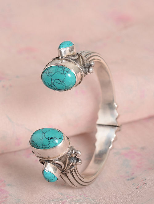 Tribal Silver Cuff with Turquoise