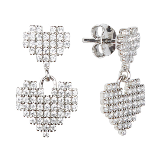 Dual Heart Zircon Tops Earing