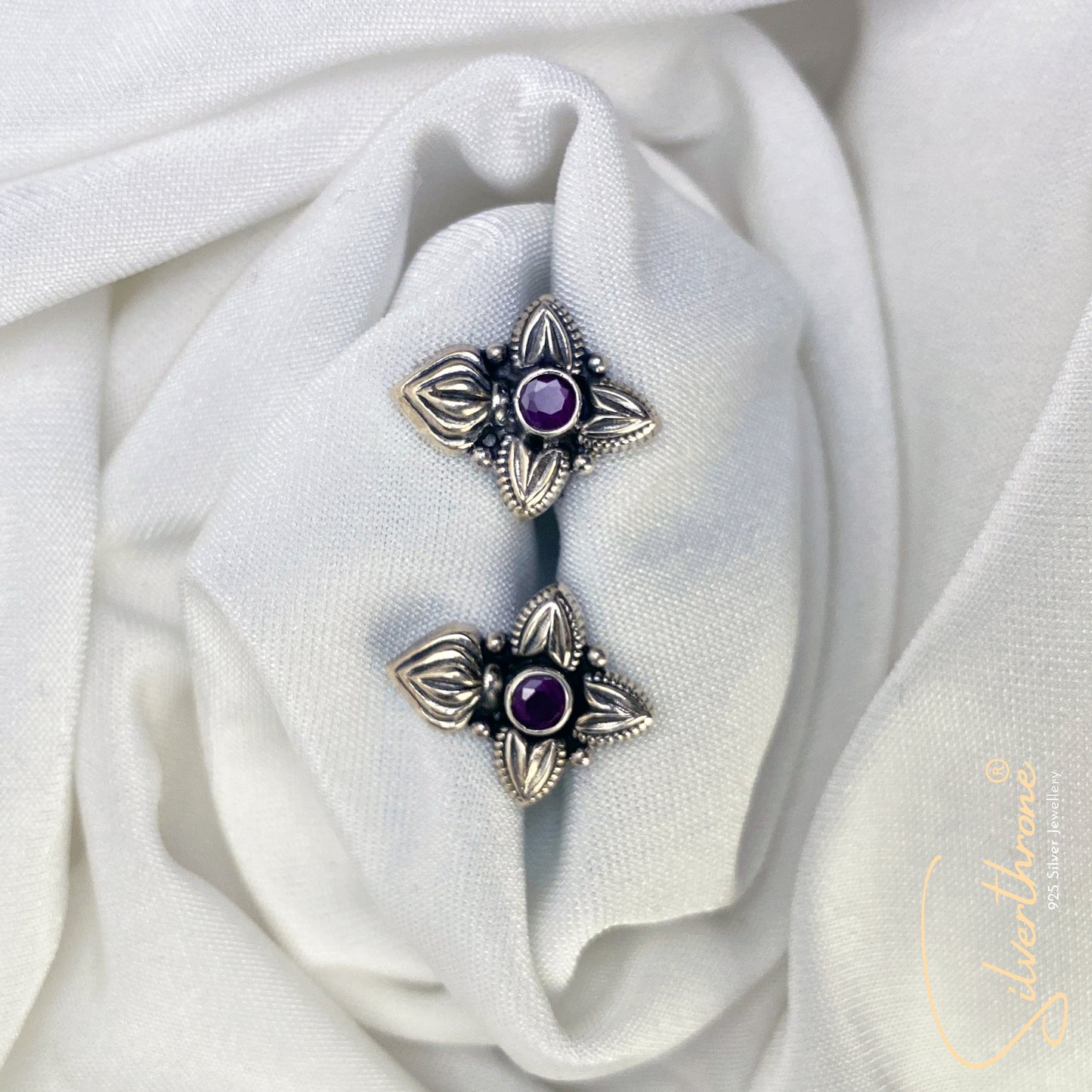 floral Purple Zircon Tops Earing