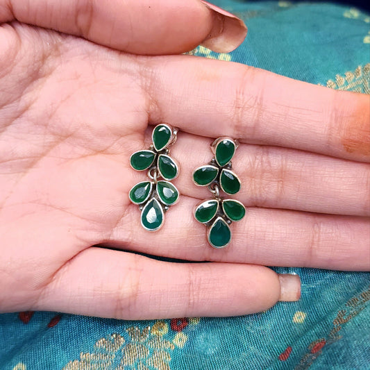 Drop Leaf Green Zircon Tops Earing