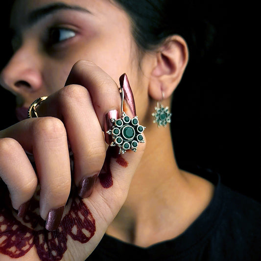 floral Green Zircon Earrings