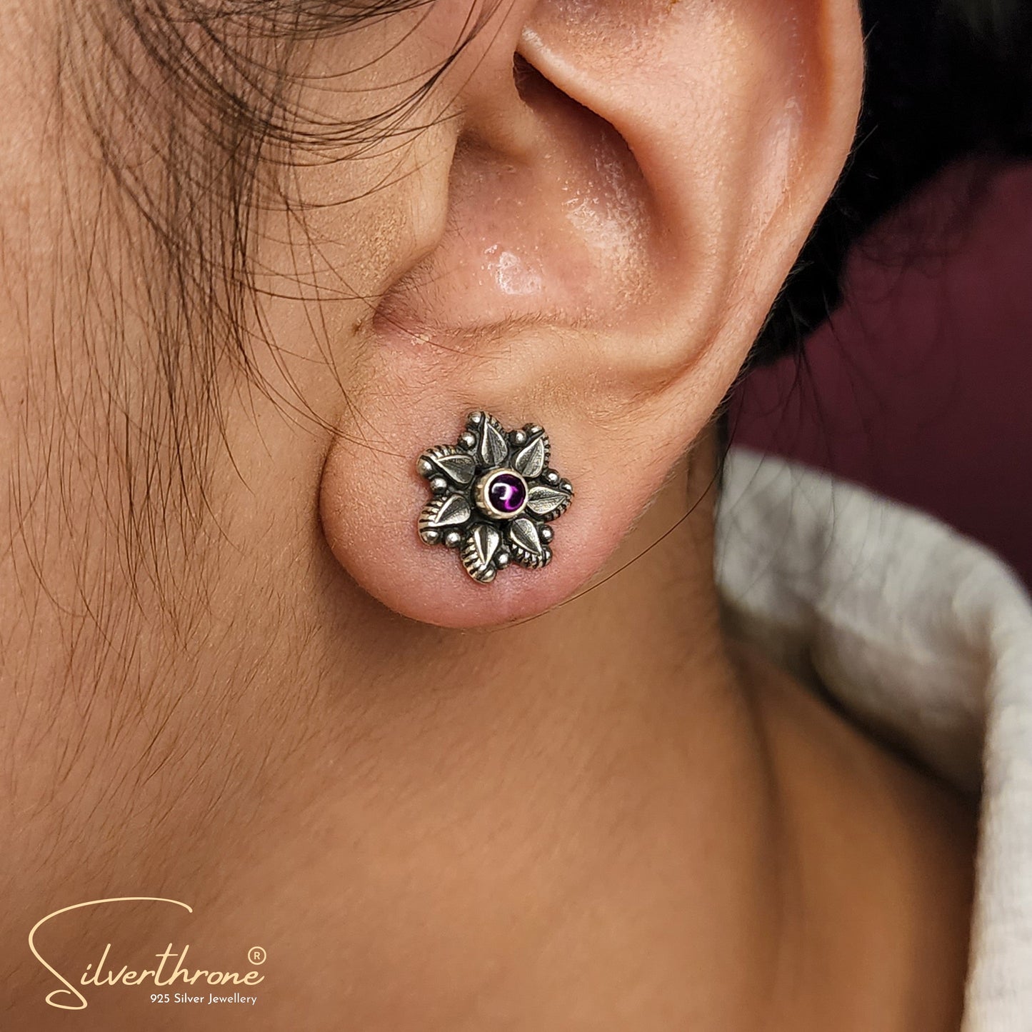 floral Purple Zircon Tops Earing