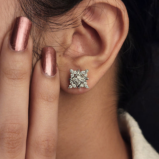 Square Shaped Zircon Tops Earing