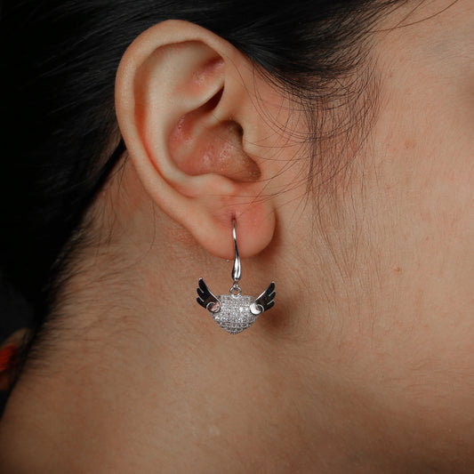 Heart Wings Zircon Earrings