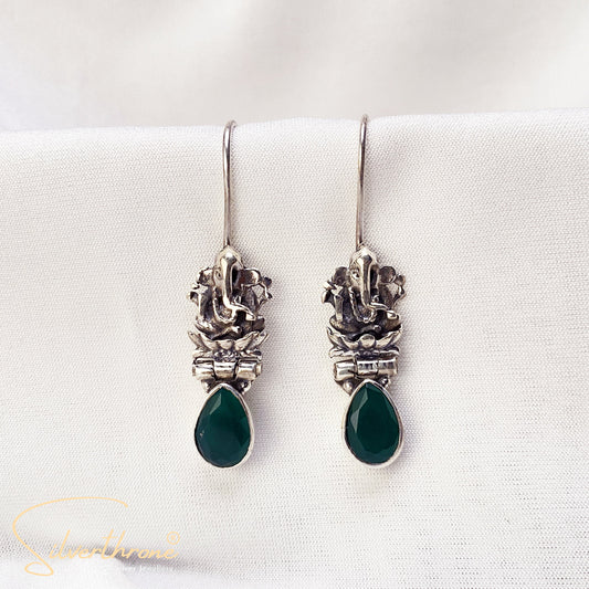 Ganesha Green Zircon Earrings