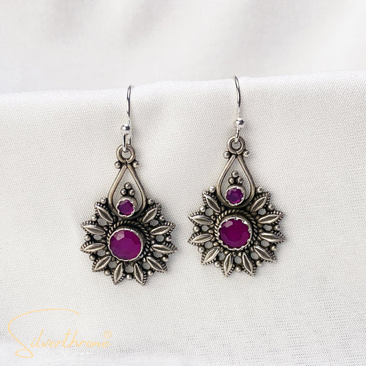 Floral Purple Zircon Earrings