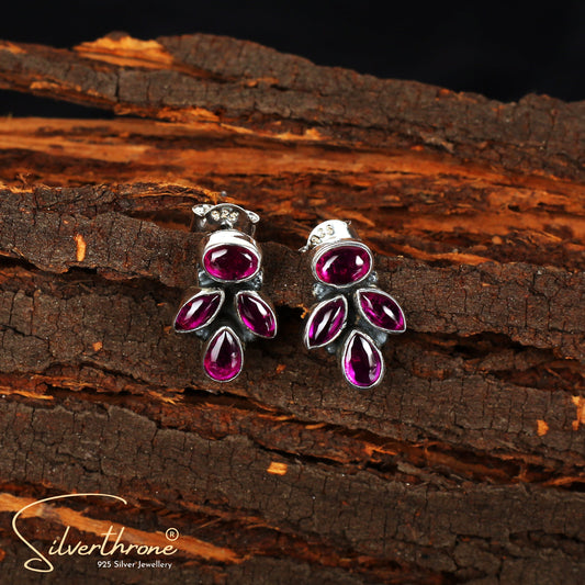 Drop Leaf Pink Zircon Tops Earing