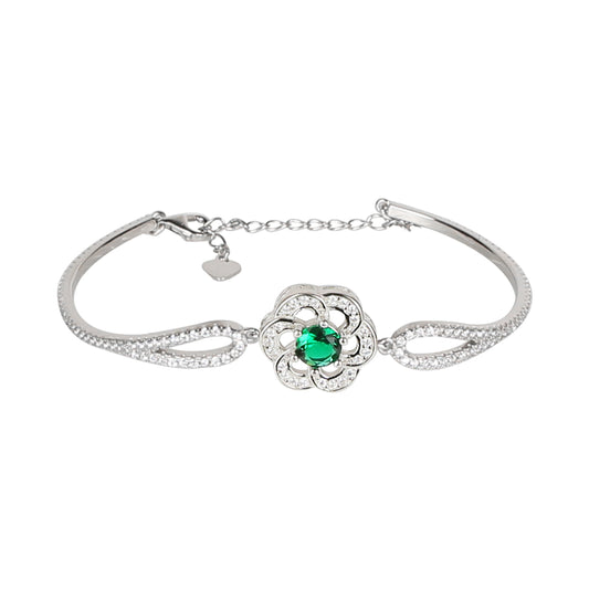 Traditional Floral Teal Green Zircon Bracelet