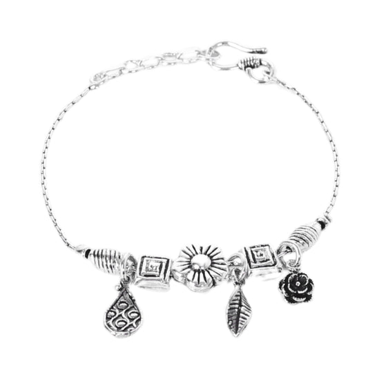 Simple Beautiful Floral Design Silver Bracelet