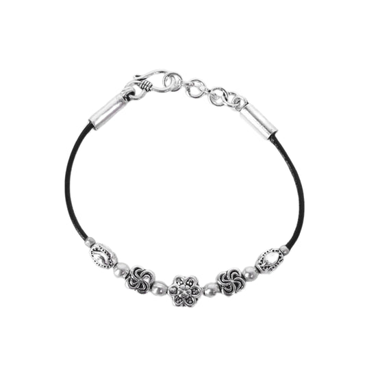 Traditional Floral Design Silver Bracelet