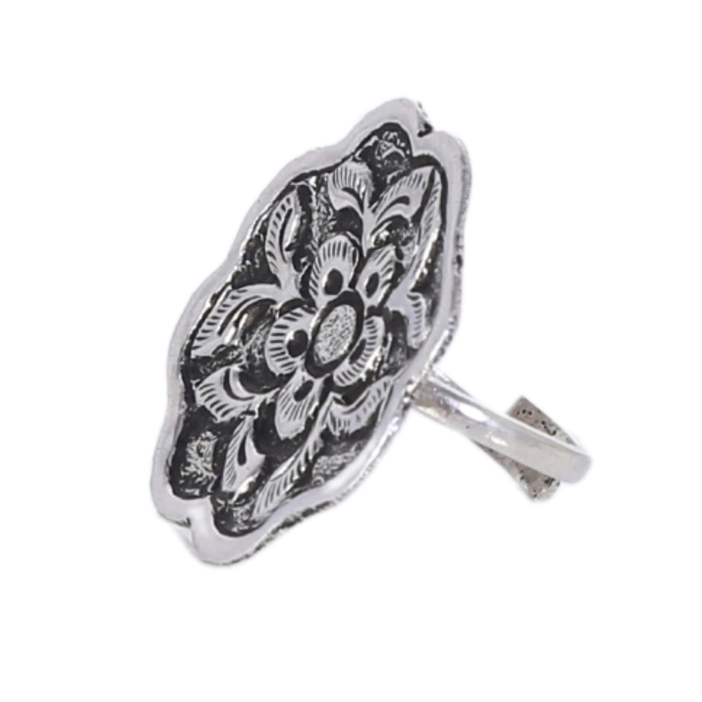 Floral Silver Ladies Ring