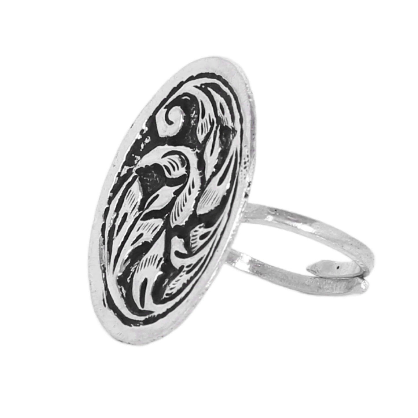 Floral Silver Ladies Ring