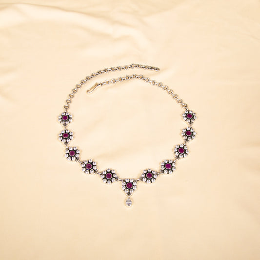 Floral Purple Zircon Necklace