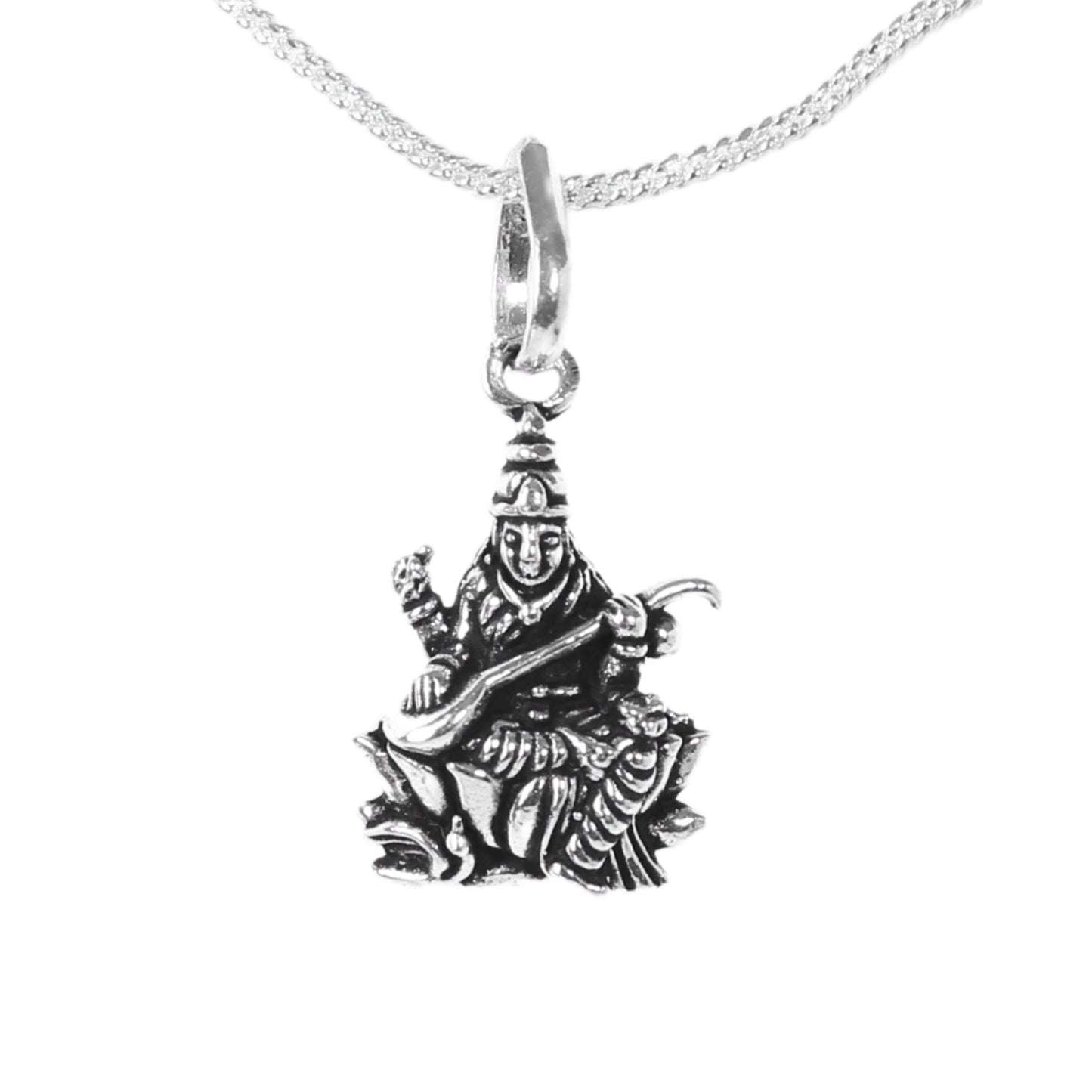 Saraswati Silver Pendant