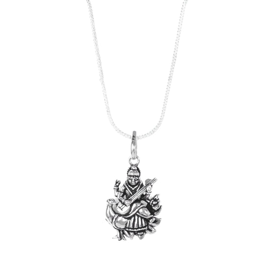 Saraswati Silver Pendant