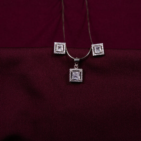 Square Zircon Pendant Set