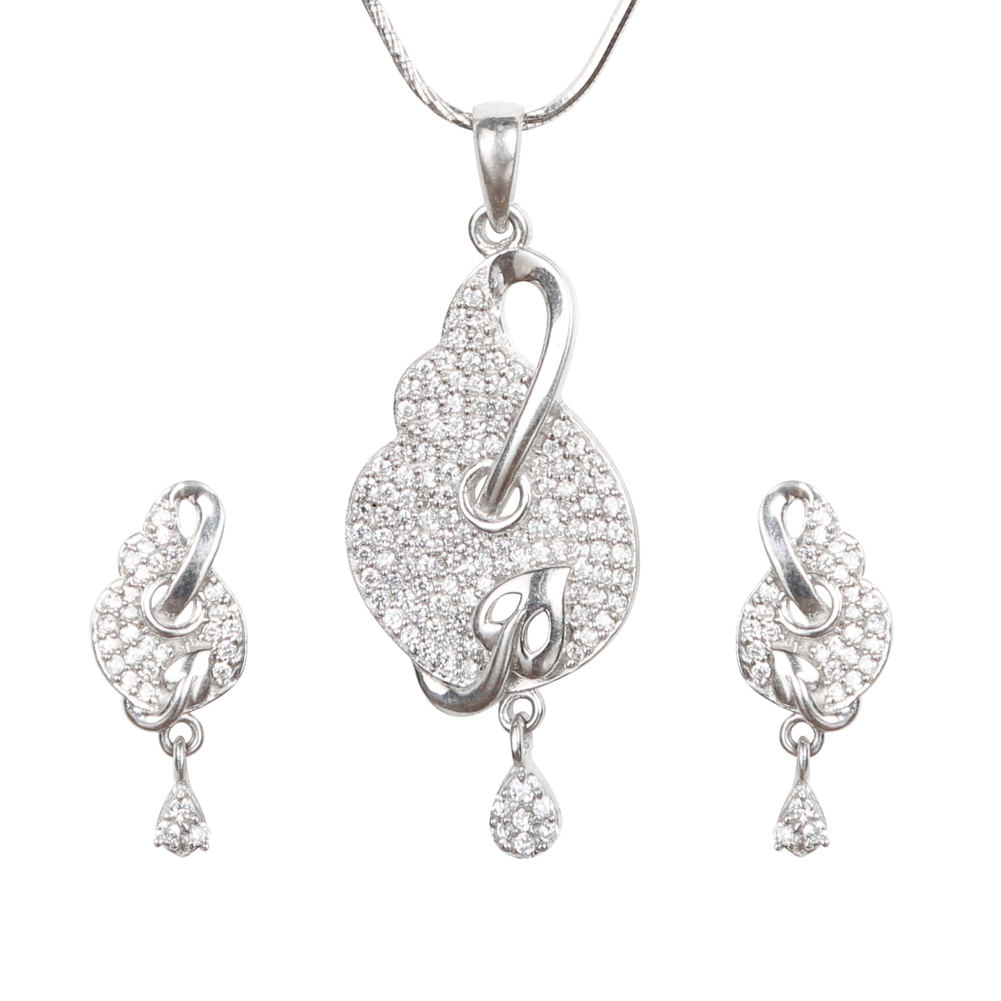 Floral Zircon Pendant Set