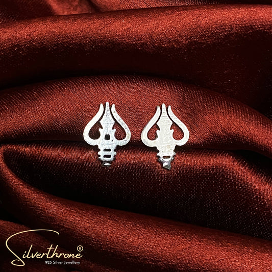 Trishul Silver Earring Tops