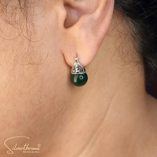 Simple Elegant Green Zircon Earring Tops