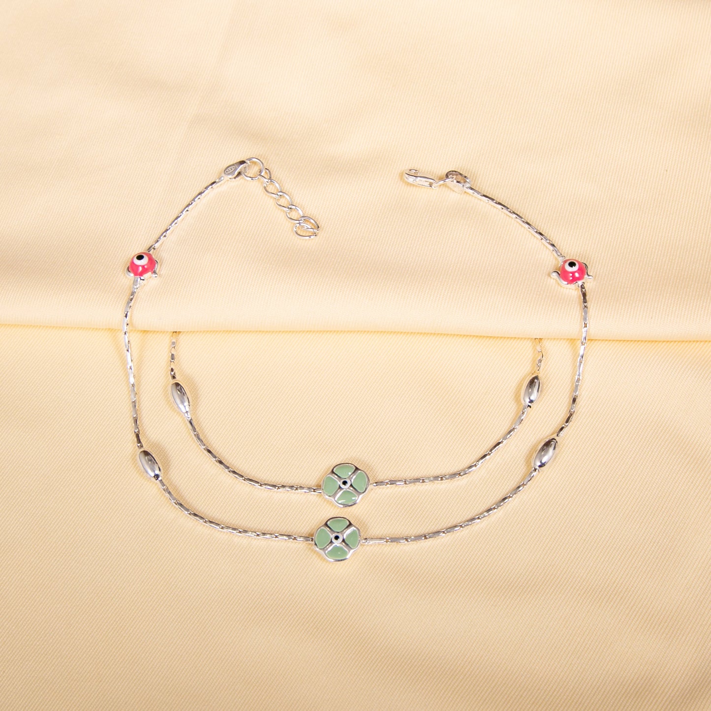 925 Silver Floral Adjustable Anklet