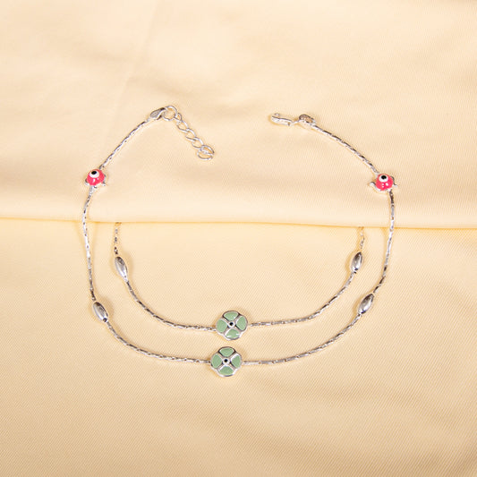 925 Silver Floral Adjustable Anklet