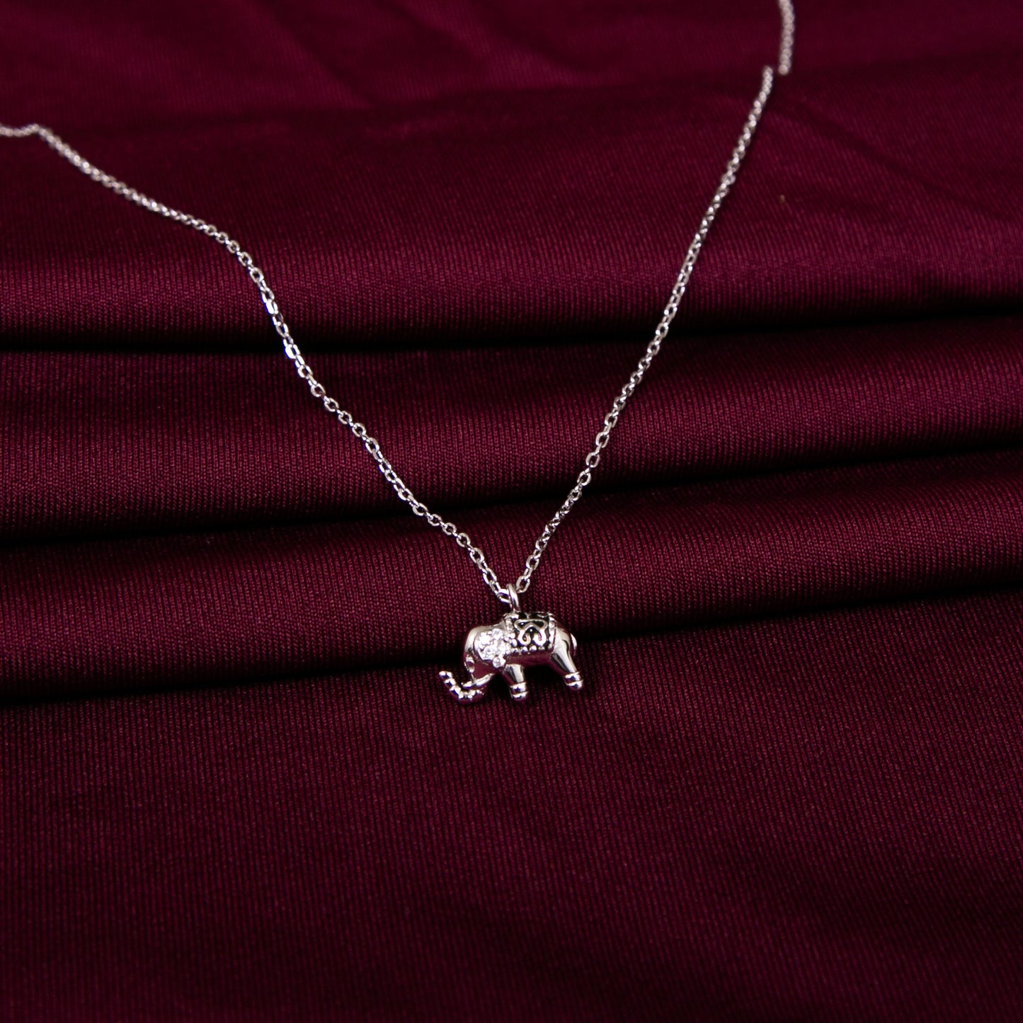 925 Silver Elephant cz Zirconia Adjustable Necklace Chain Style