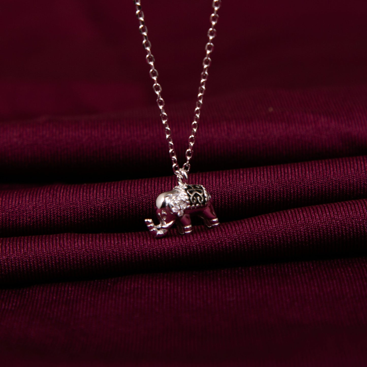 925 Silver Elephant cz Zirconia Adjustable Necklace Chain Style