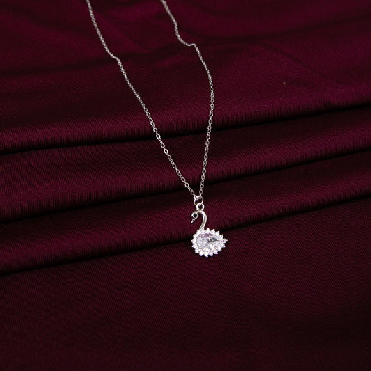 925 Silver Swan Pink cz Zirconia Adjustable Necklace Chain Style