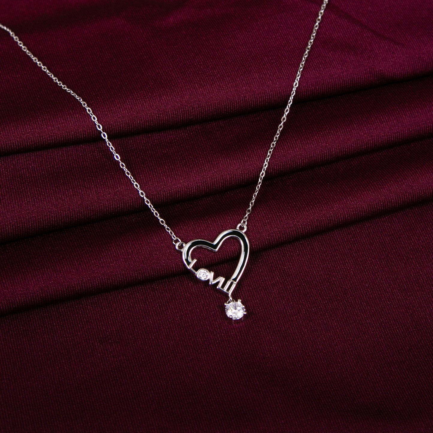 925 Silver Heart Love cz Zirconia Adjustable Necklace Chain Style