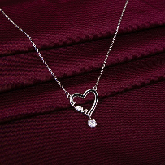 925 Silver Heart Love CZ Zirconia Adjustable Necklace Chain Style