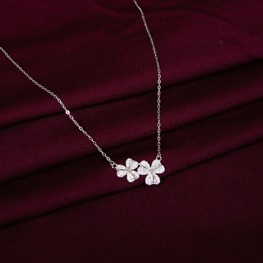 925 Silver Flower cz Zirconia Adjustable Necklace Chain Style