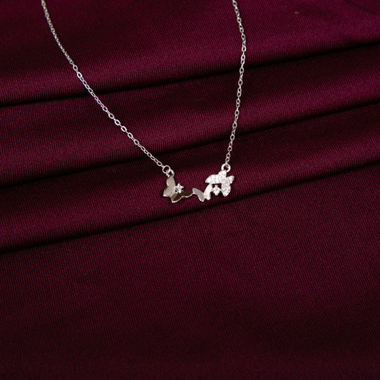 925 Silver Butterfly CZ Zirconia Adjustable Chain Style Necklace