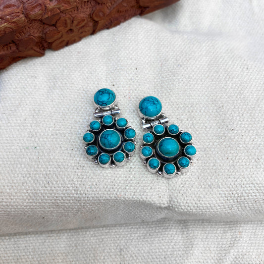 Floral Teal Blue Earings