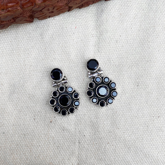 Floral Black Zircon Earings