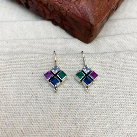 Square Cut Multi Color Earings